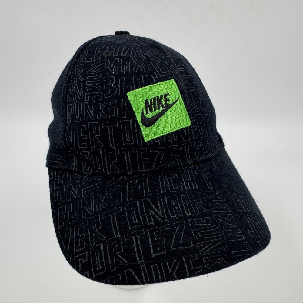 Nike Sportswear Y2K Black Sneaker Print Hat Lime Green Logo 334981-010 Mens MISC